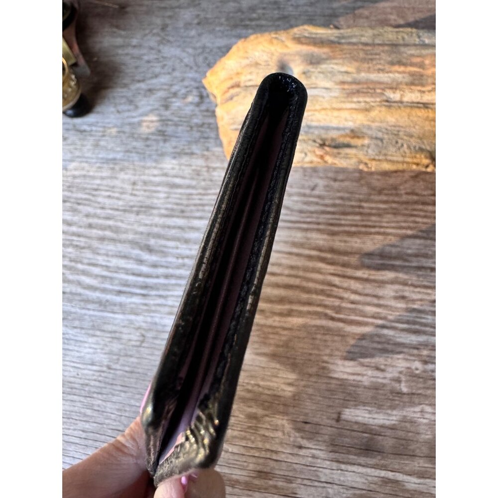 Coach Signature Canvas Checkbook Wallet Black Purple Interior Snap Closure - Picture 9 of 9
